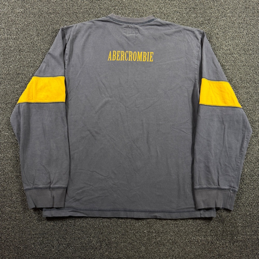 Vintage Abercrombie & Fitch Mens L Long Sleeve Wyvern Dragon Graphic Navy Yellow - Picture 3 of 9